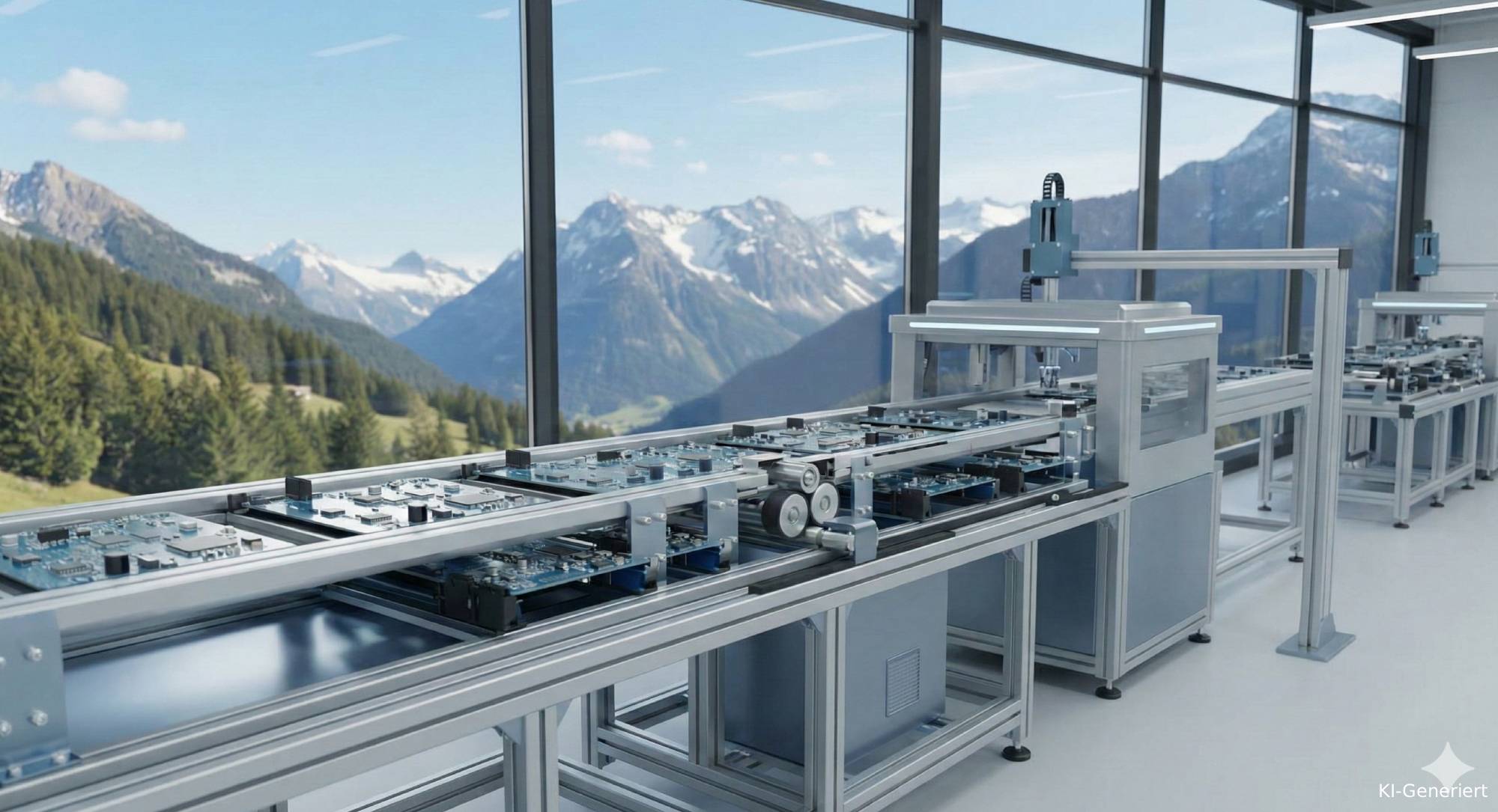 Schweizer Systemtechnik — Roboterarm in Industrieanlage